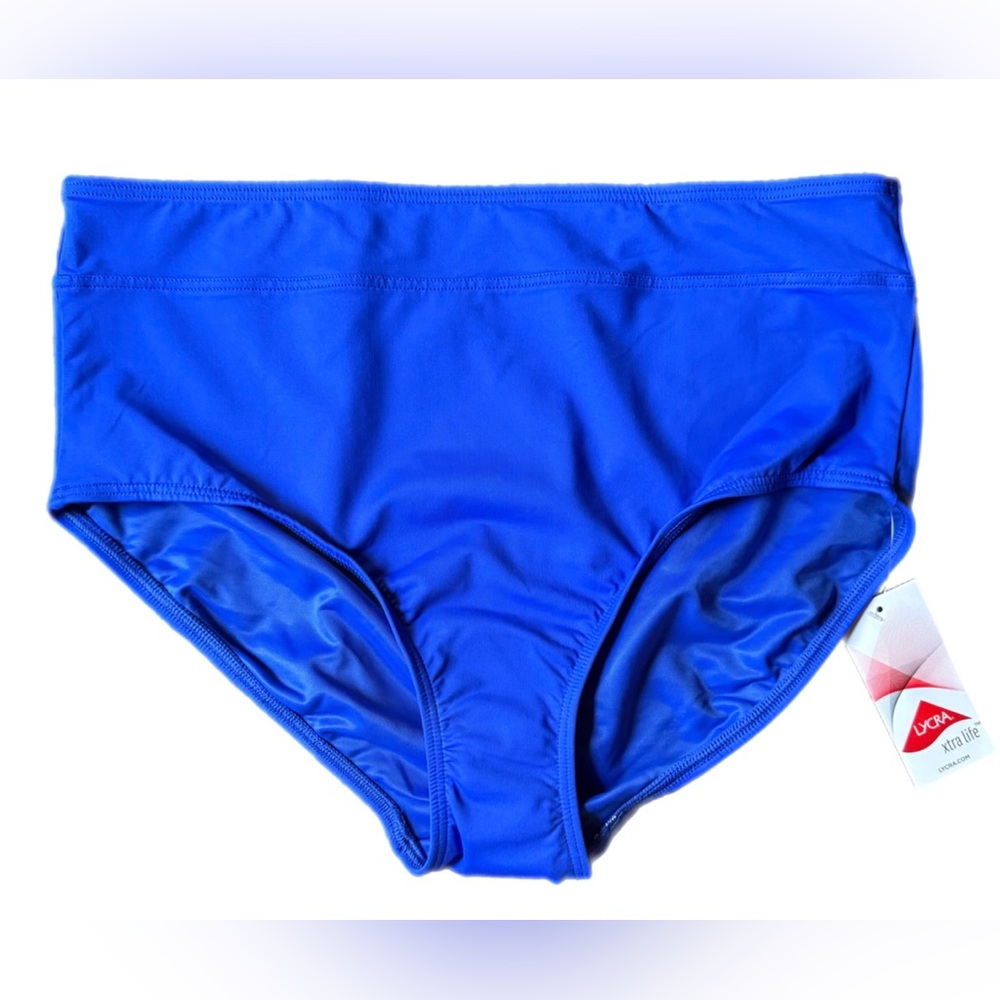 NWT. Women’s Lands' End High Waisted Royal Blue Bikini Bottoms. Size 14.